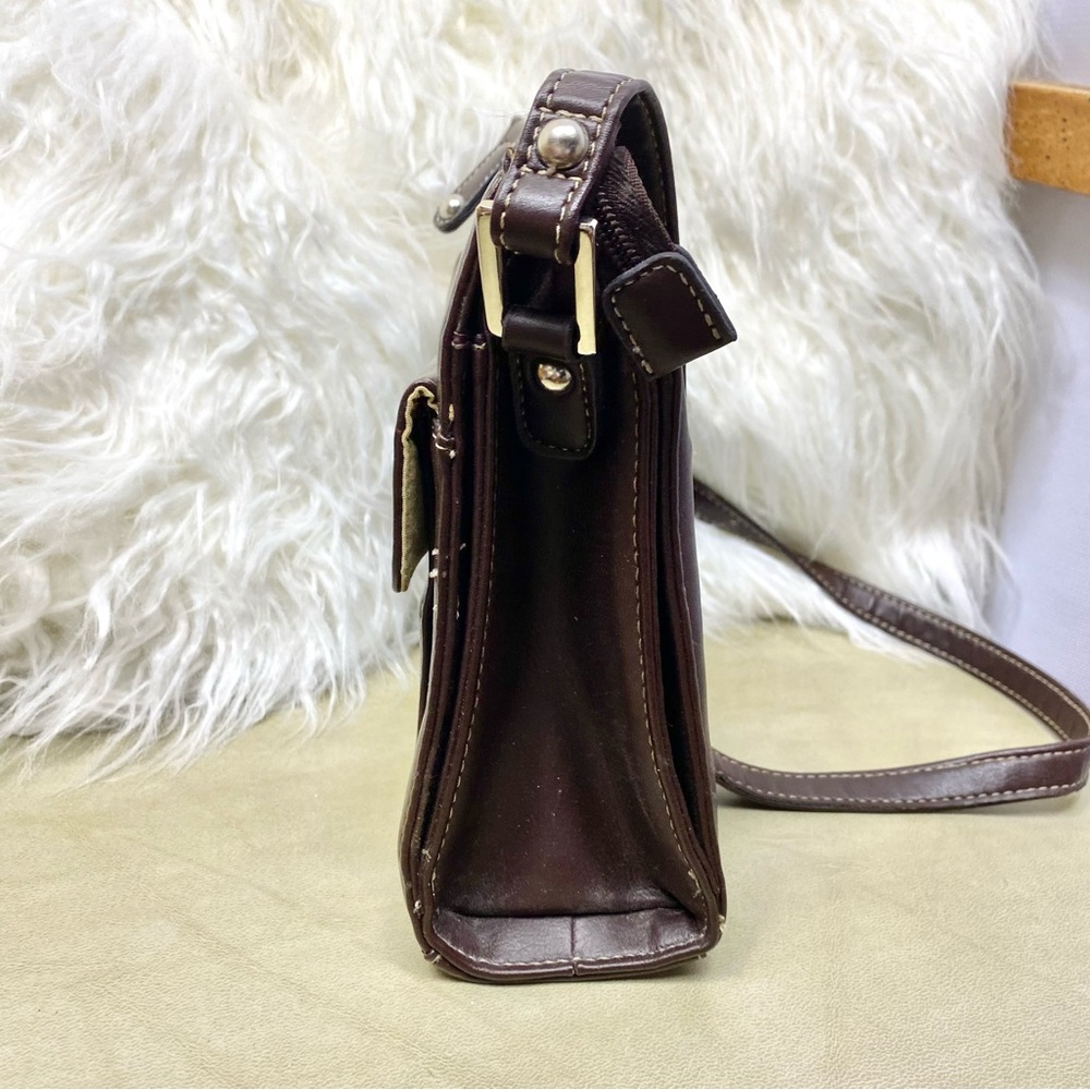 Vintage First Issue Liz Claiborne Vegan Brown Leather Compact Shoulder HandBag - Picture 6 of 16
